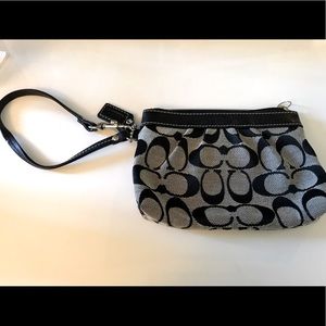 Coach wristlet bag  grey/black fabric with Coach emblem pattern